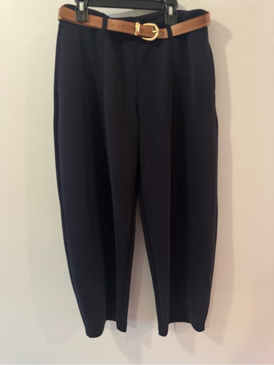 Christian Siriano Pants - Christian Siriano Women’s Navy Dress Pants with Brown Belt Accent S